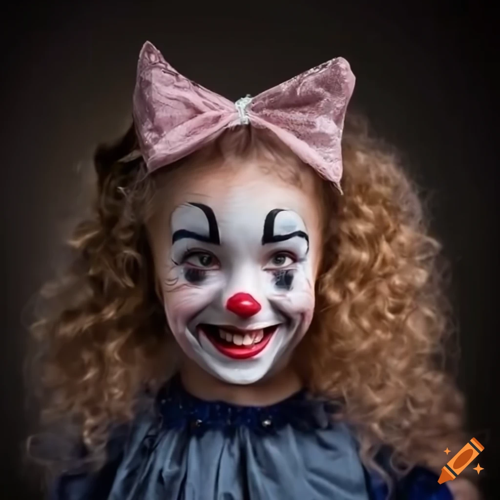 smiling clown girl with pigtails