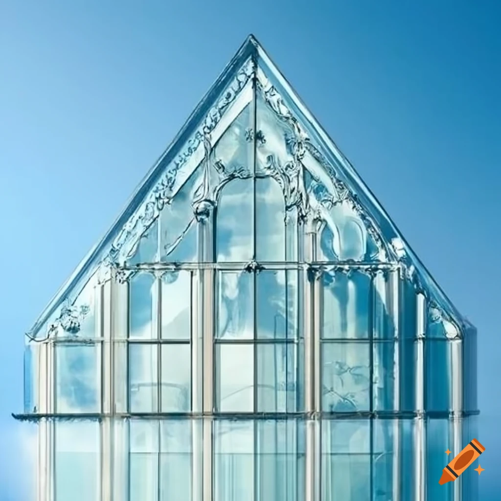 rococo glass facade with intricate glass gable