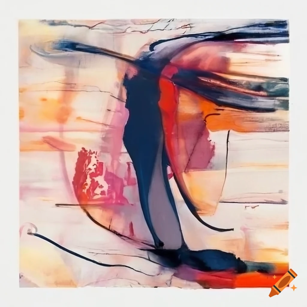 abstract painting with bold strokes and ink lines
