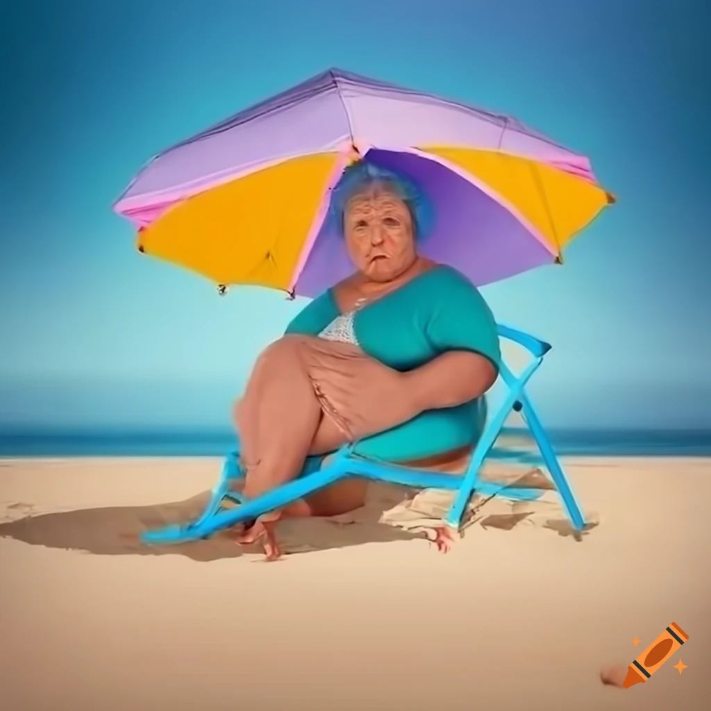 elderly woman enjoying the beach