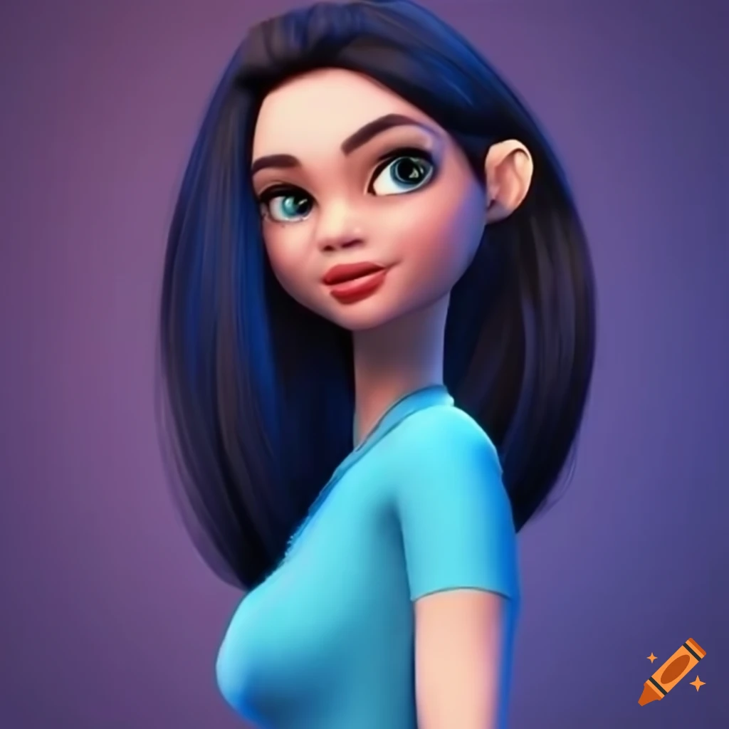 3d Character Of A Beautiful Woman In A Blue Dress On Craiyon
