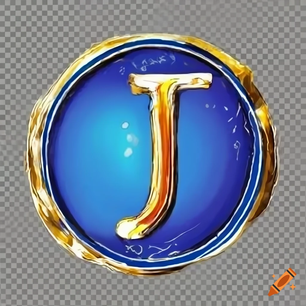blue navy coin with golden shine letter J