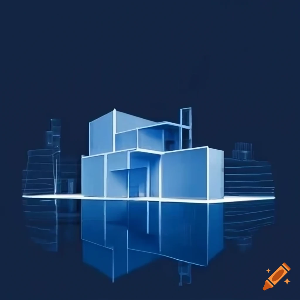 Blueprint of a minimalist building design on craiyon