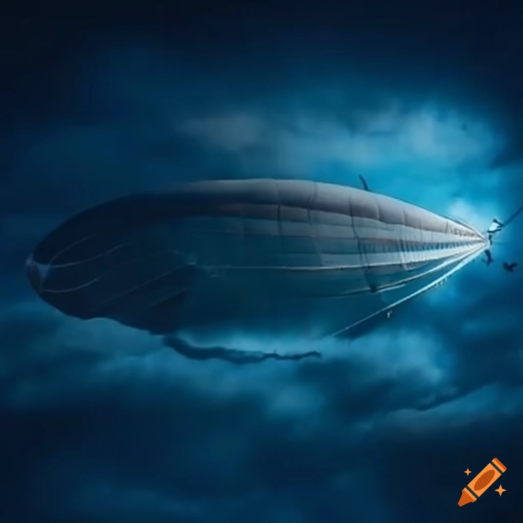 Dreamy airship flying through fluffy clouds on Craiyon