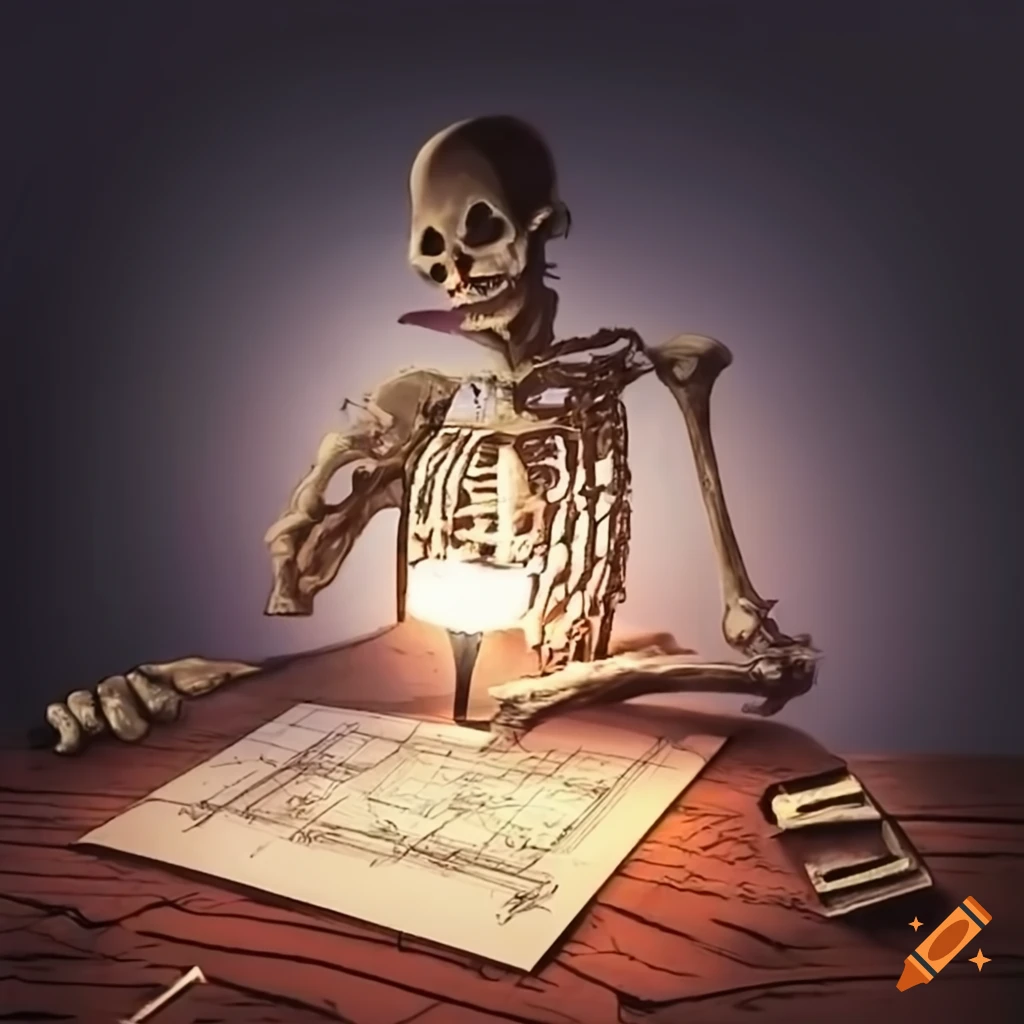 haunted house blueprint being drawn on drafting board
