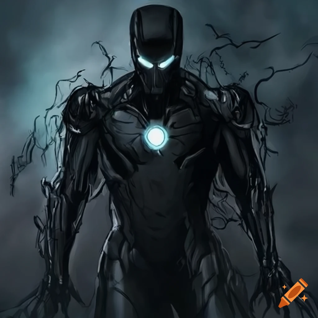 Ironman wearing black symbiote suit artwork