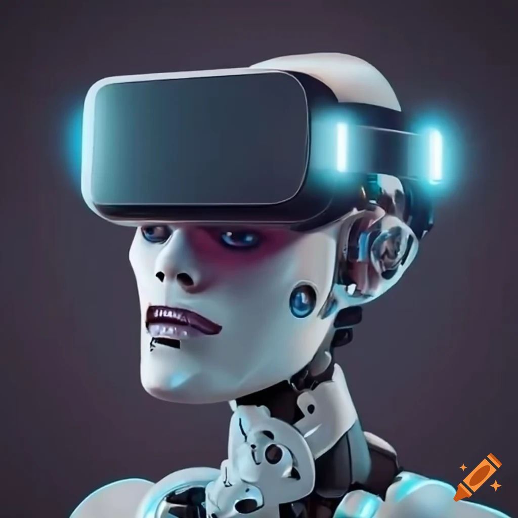 Robot wearing vr glasses on Craiyon