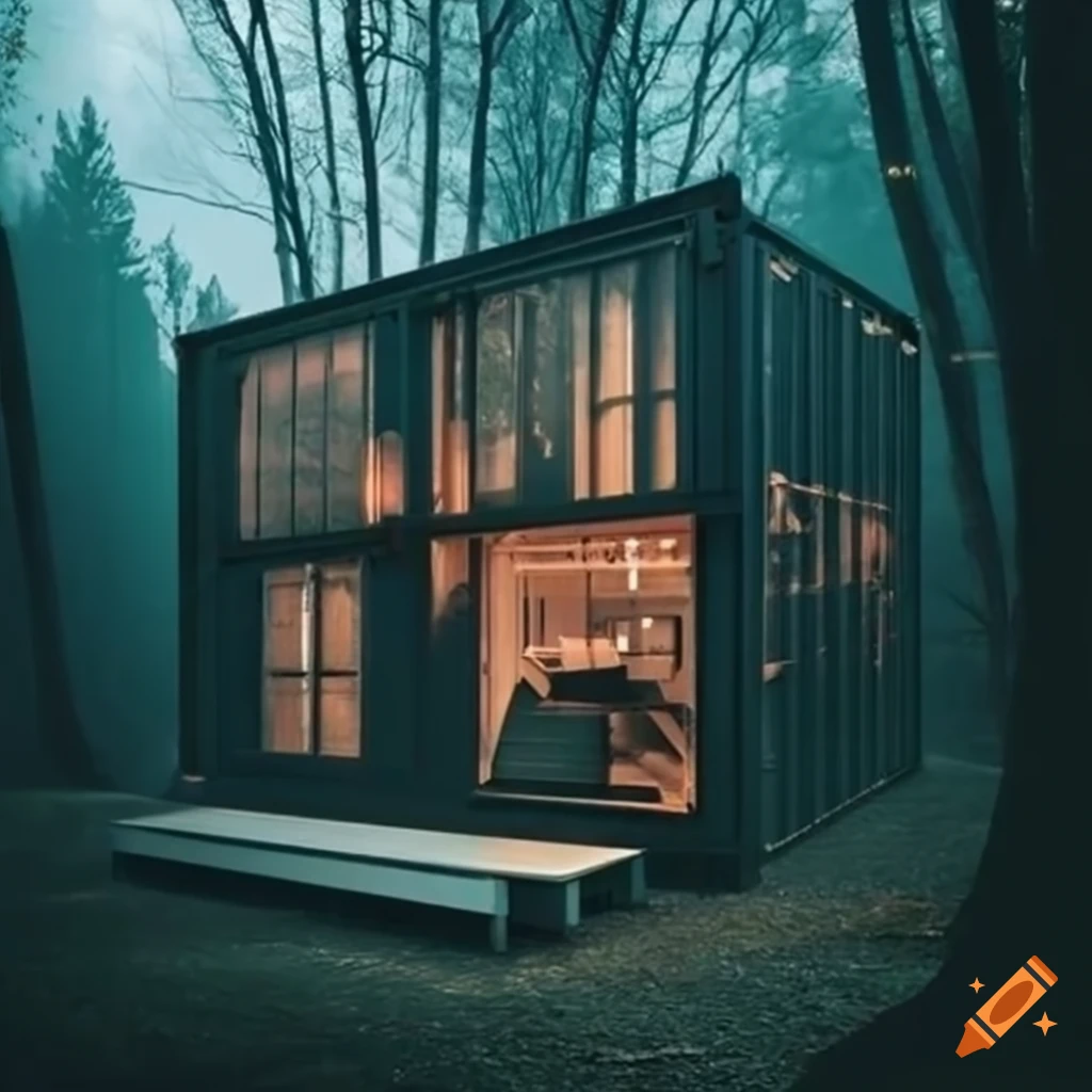 scary shipping container home in the woods