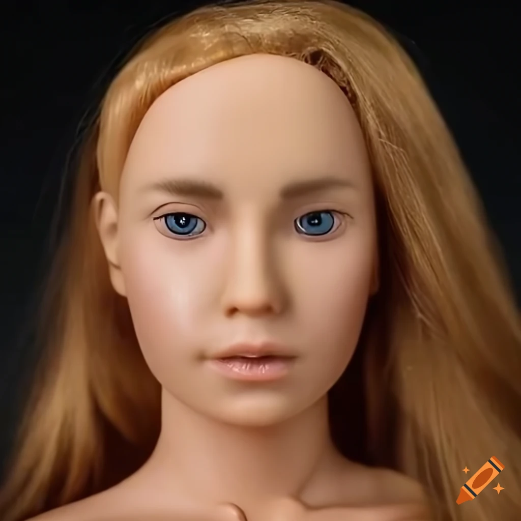 Portrait of a woman with dolllike features on Craiyon