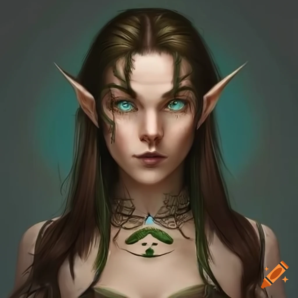 Artwork of a female wood elf with antlers on Craiyon