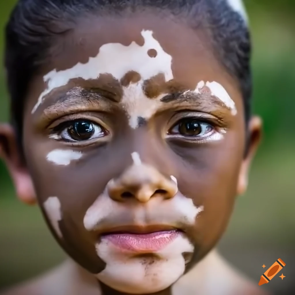 Portrait of a boy with vitiligo and unique features on craiyon