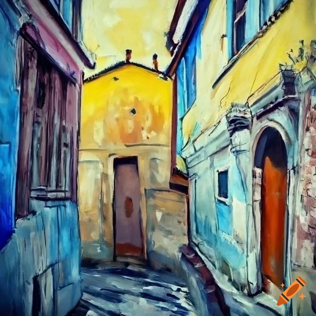 modigliani-s-painting-of-an-old-bosnian-street-with-shades-of-grey