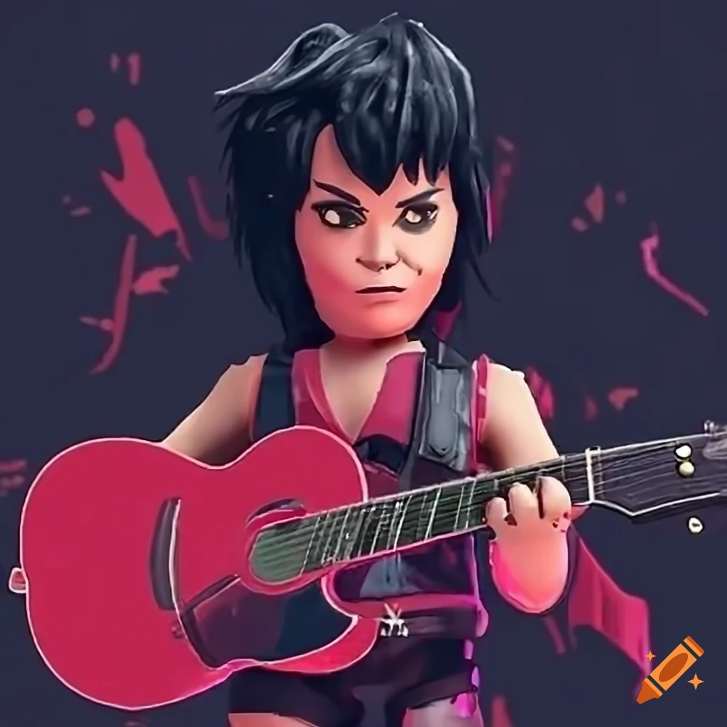 illustration of a supervillain with a guitar and leather jacket