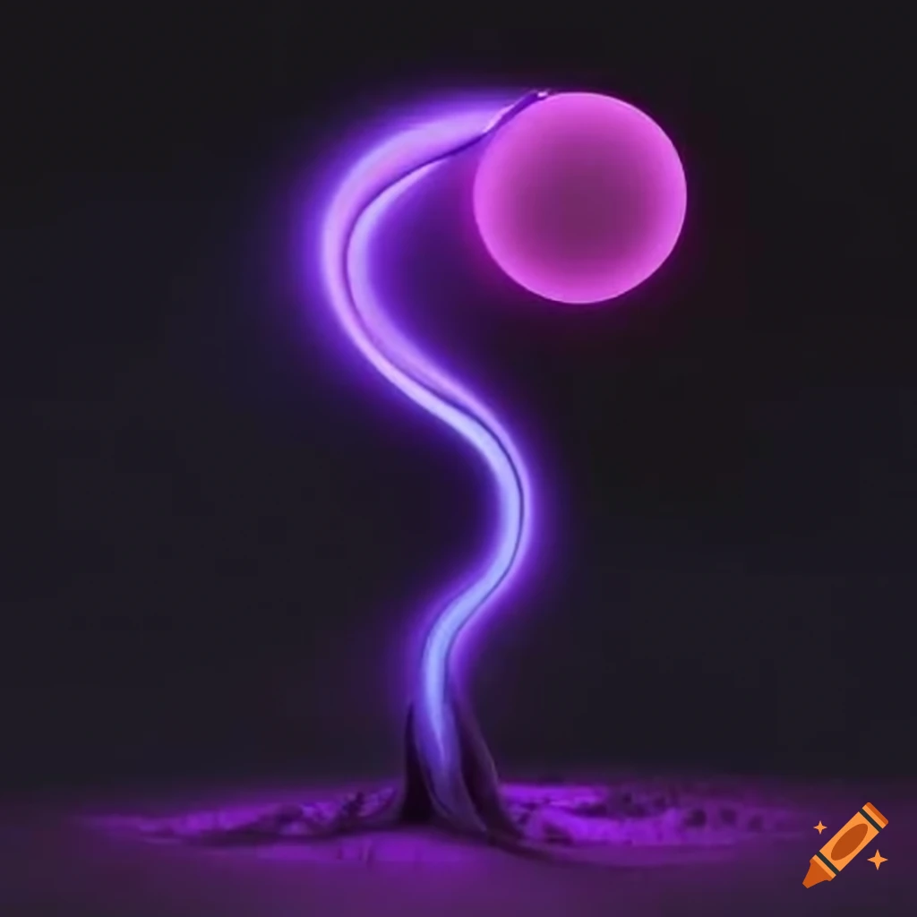 image of a purple glowing tree on a mysterious planet