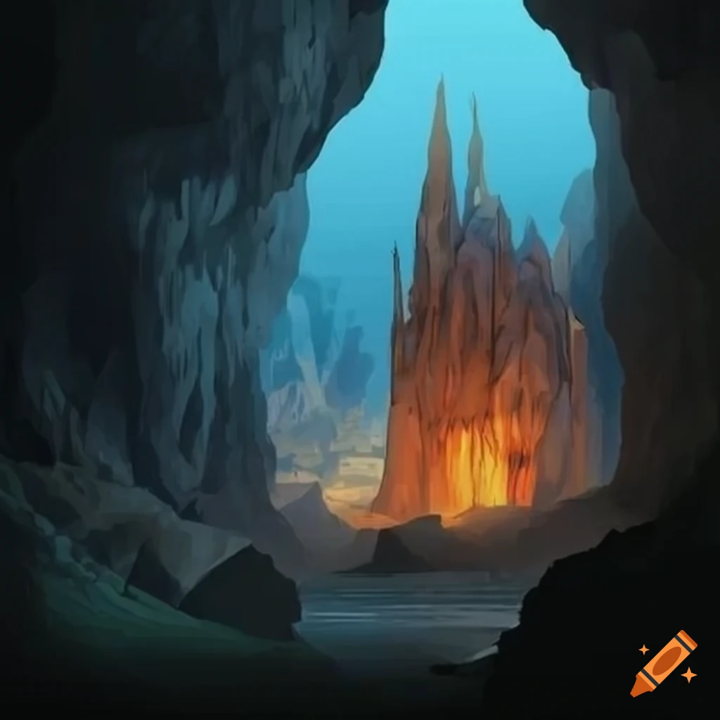 Cityscape inside a cave on Craiyon