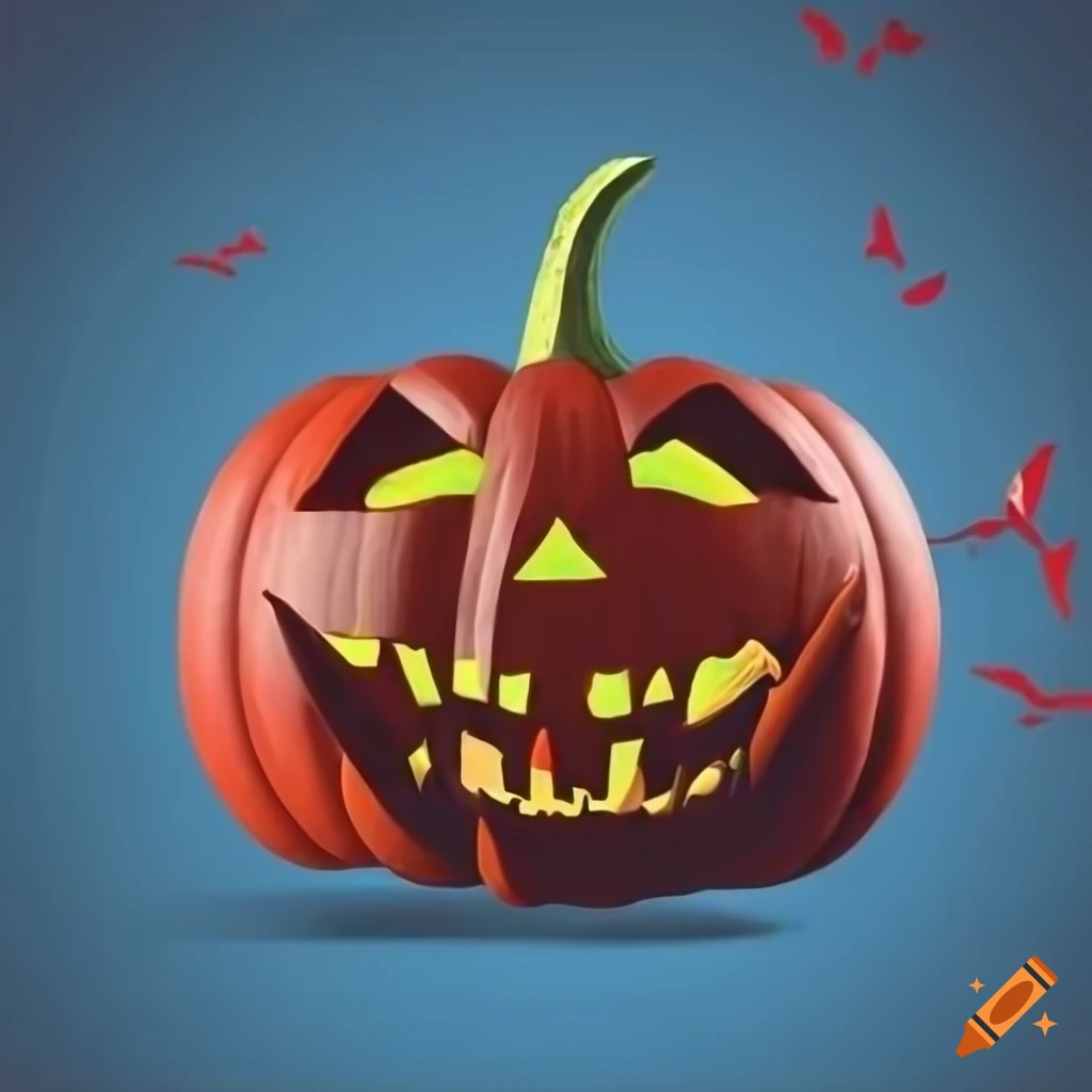 Halloween pumpkin on a red and blue background