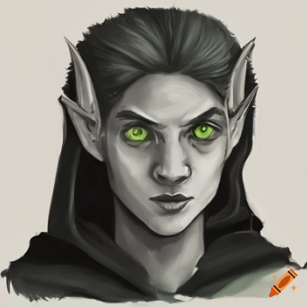 Depiction Of A Male Elf With Black Hair And Green Eyes On Craiyon 9722