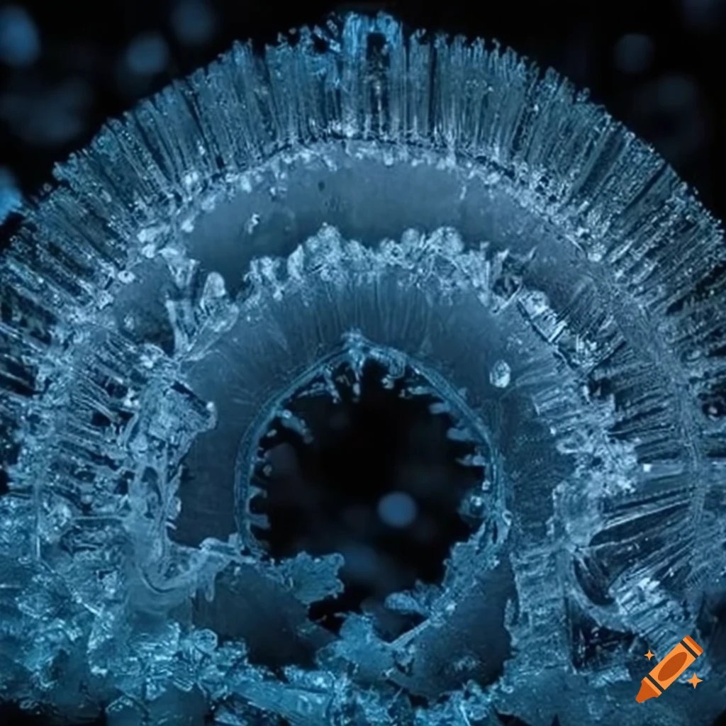 close-up of icy windowpane with intricate crystals