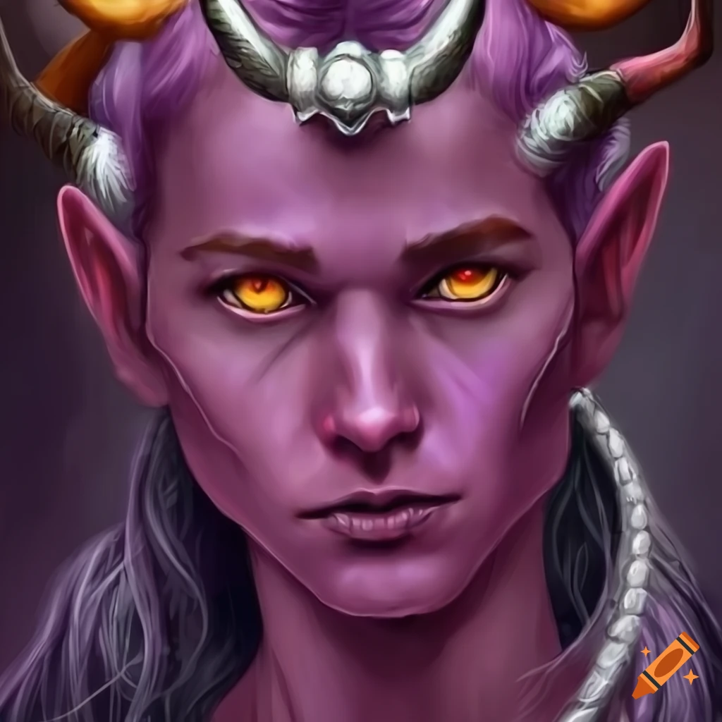 Digital art of a male tiefling character in fantasy style on Craiyon