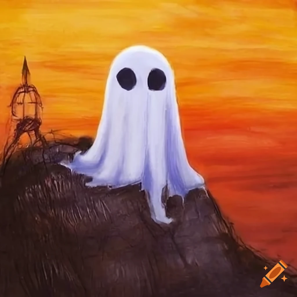 Lonely ghost sitting on a hilltop