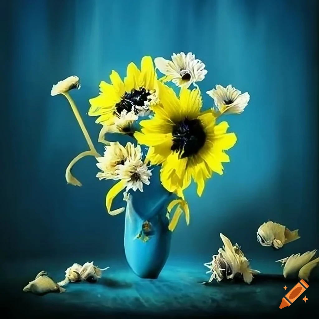 Abstract image of dead flowers in an abandoned room