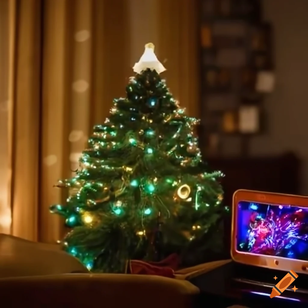 Christmas tree with remote controlled lights on craiyon