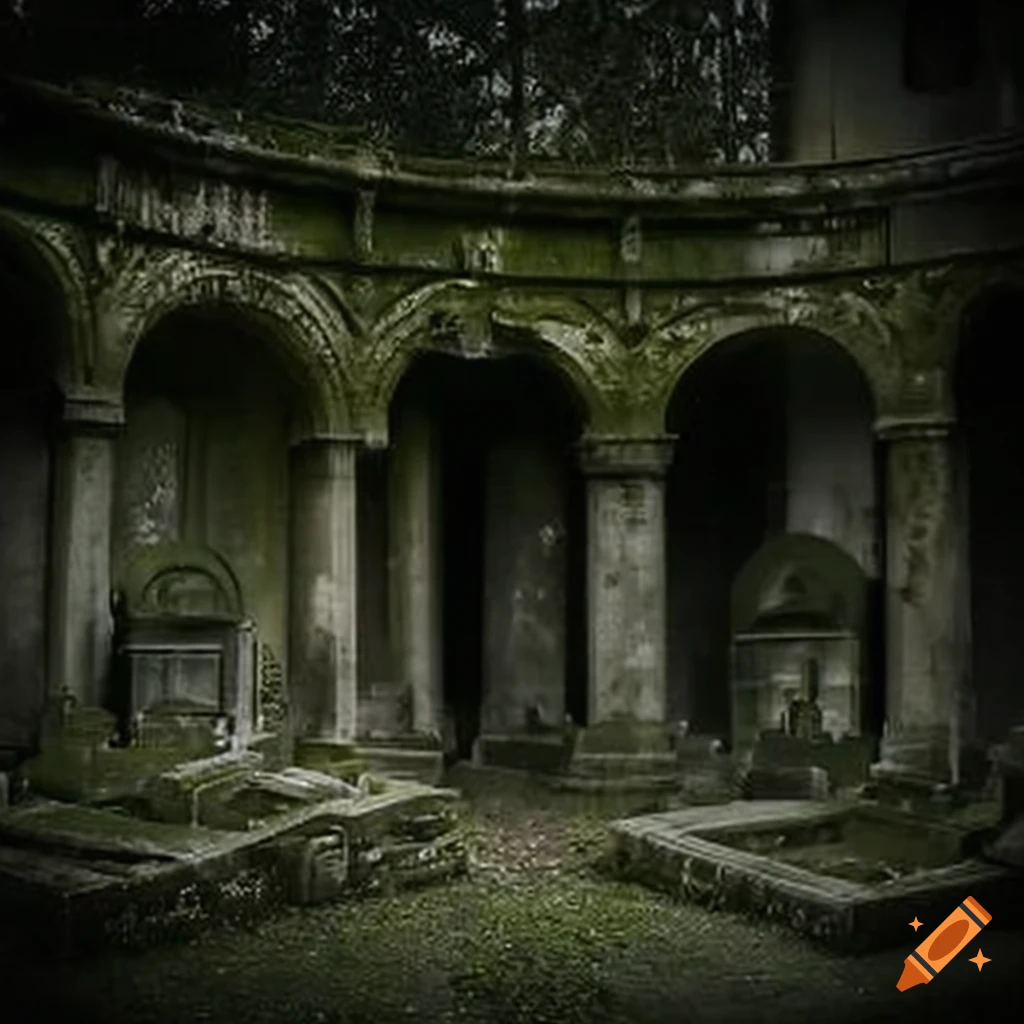 Graveyard maze with dangerous traps on Craiyon