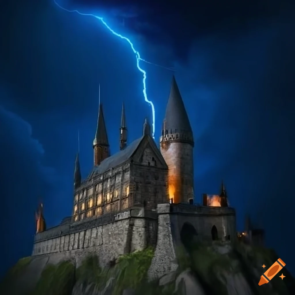Drawing of Hogwarts at night in Marvel style on Craiyon