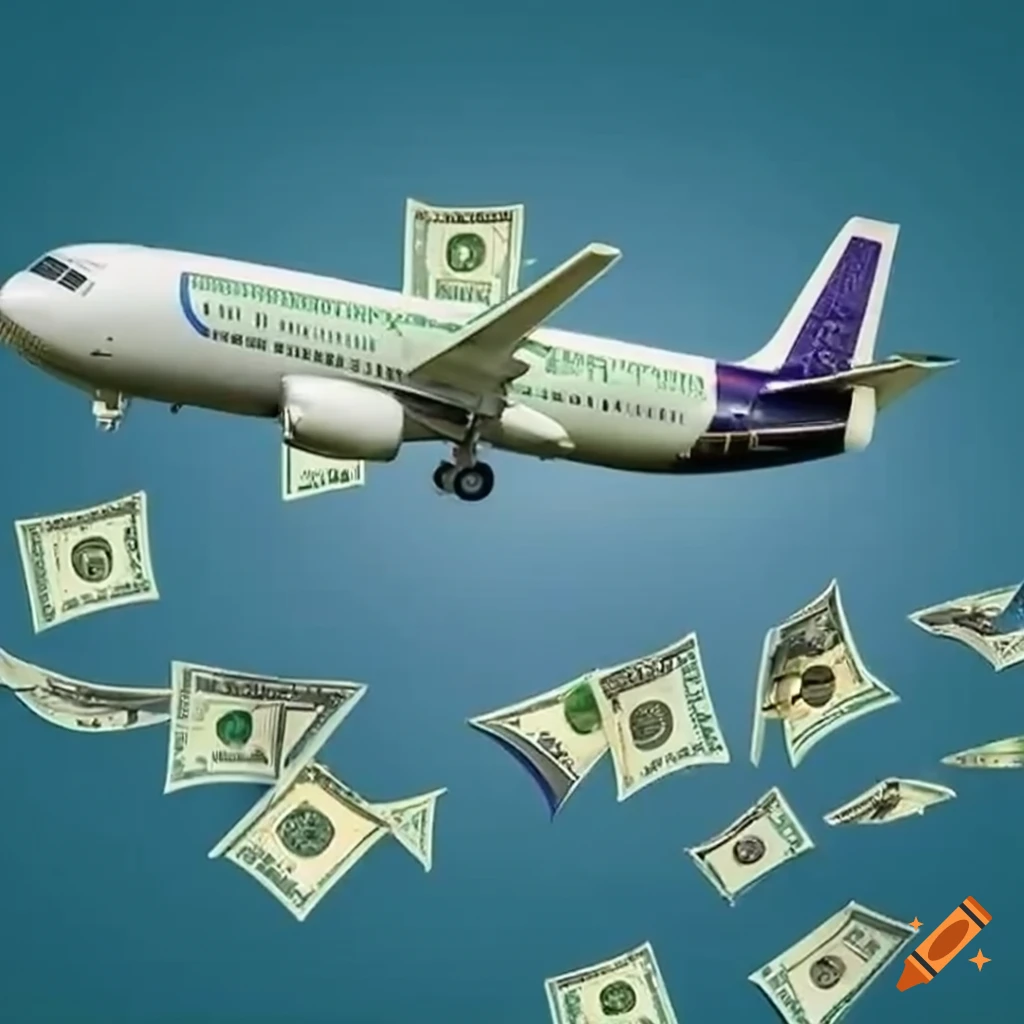 Plane spewing money from the back on Craiyon