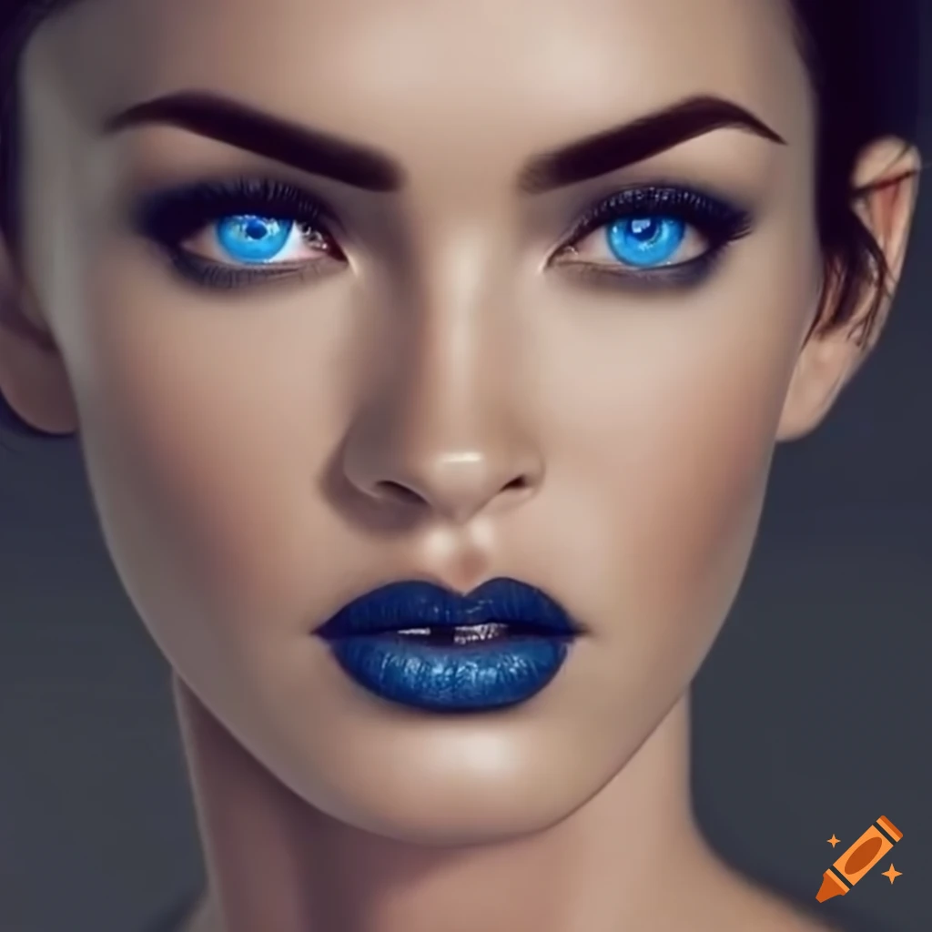 portrait of a beautiful woman with tan skin and blue eyes