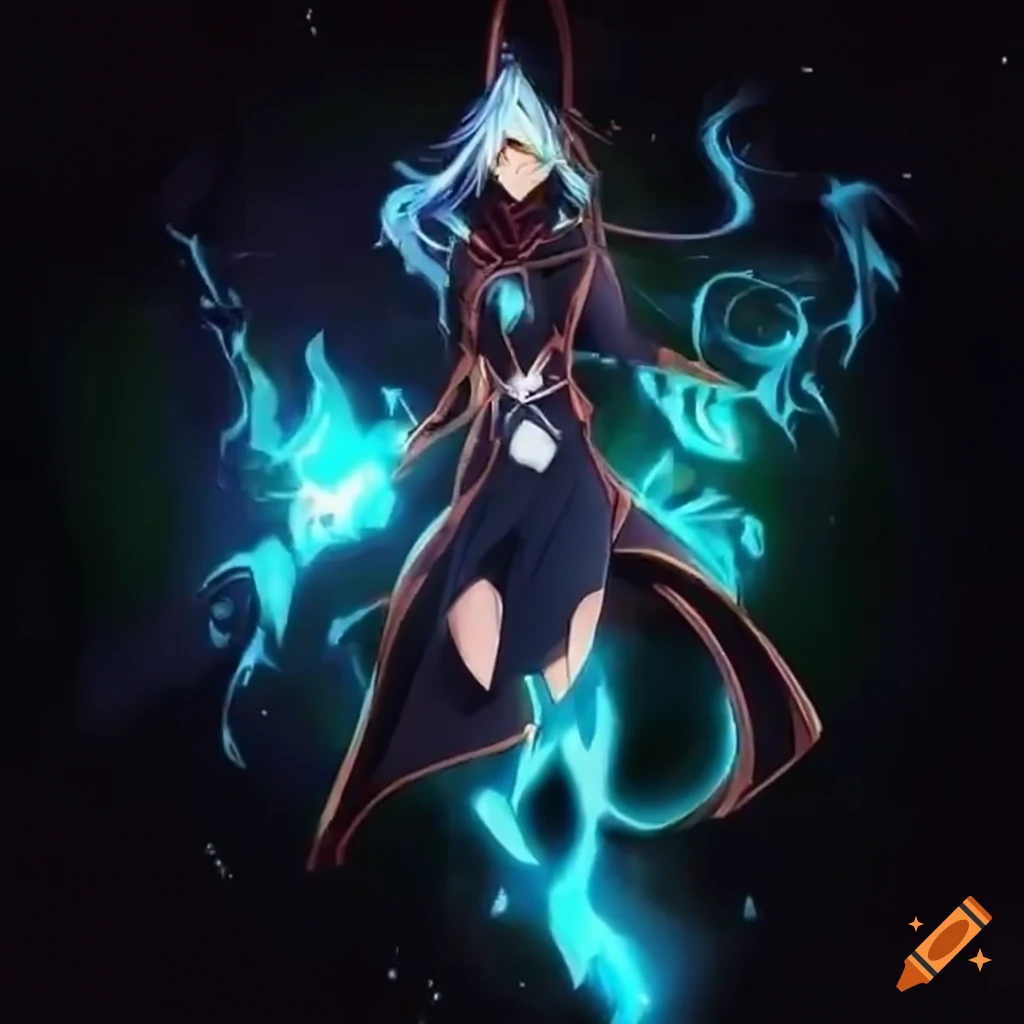 Anime Girl Witch Wizard with fire spell