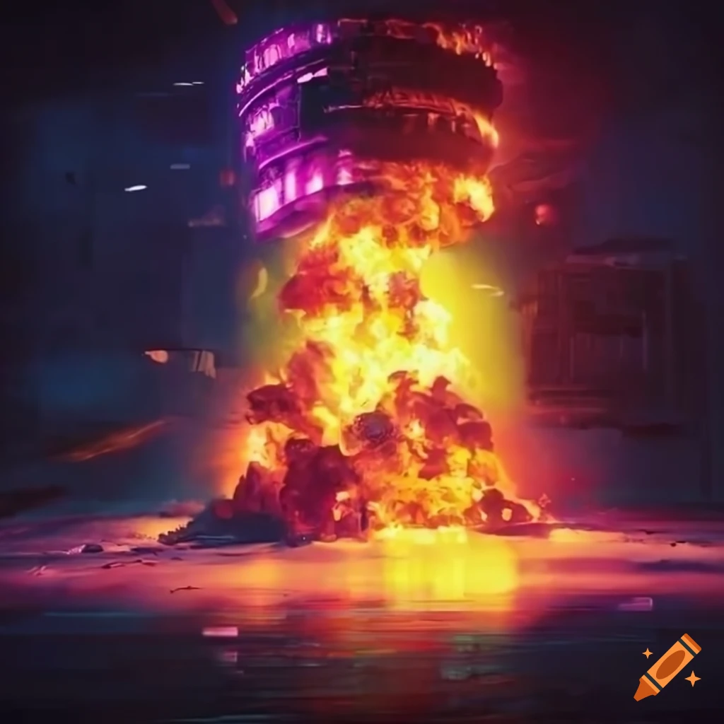 cyberpunk explosion artwork