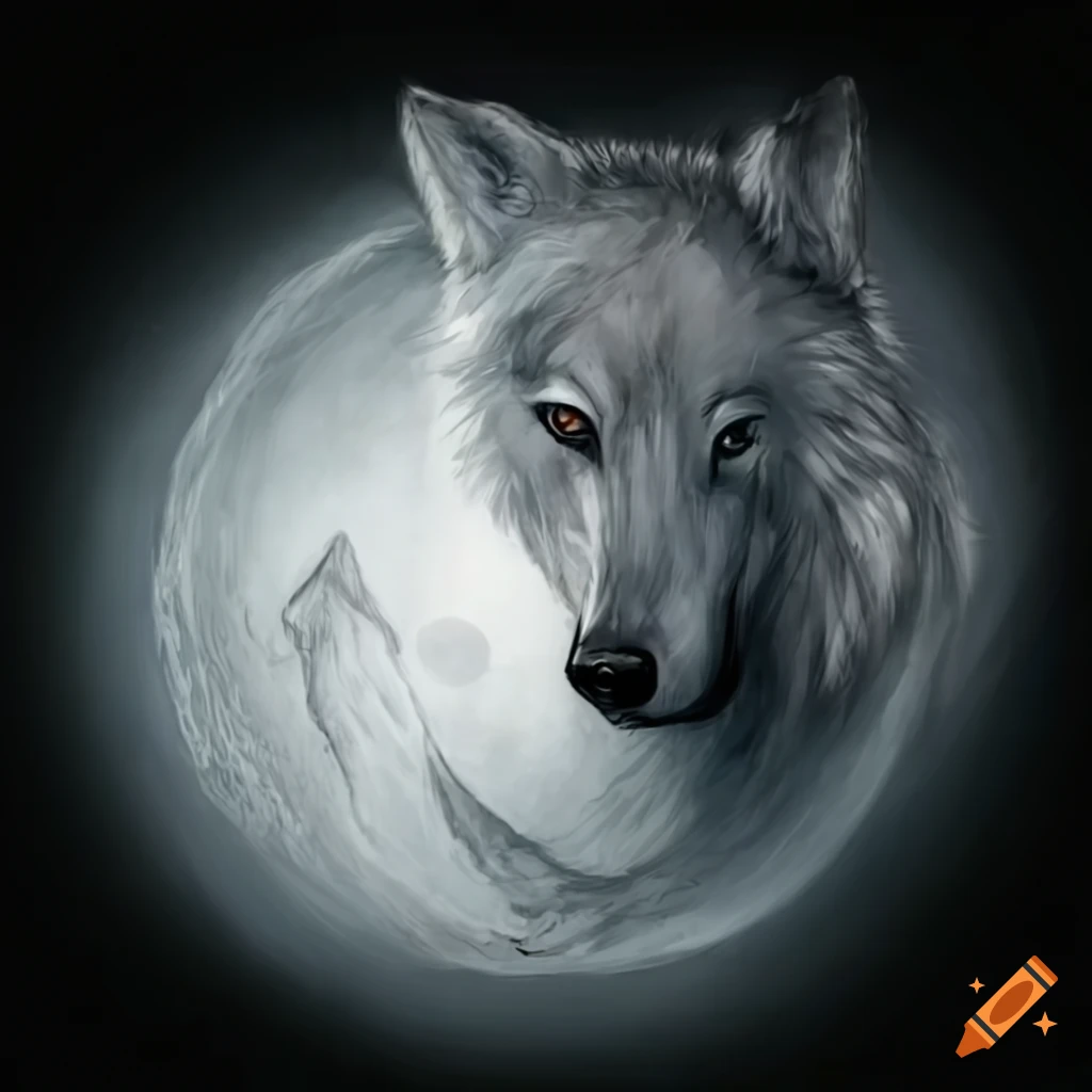 White wolf on the moon