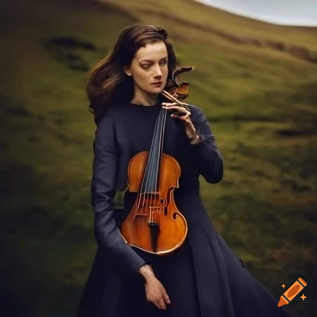 symphonic orchestra playing in an Irish landscape