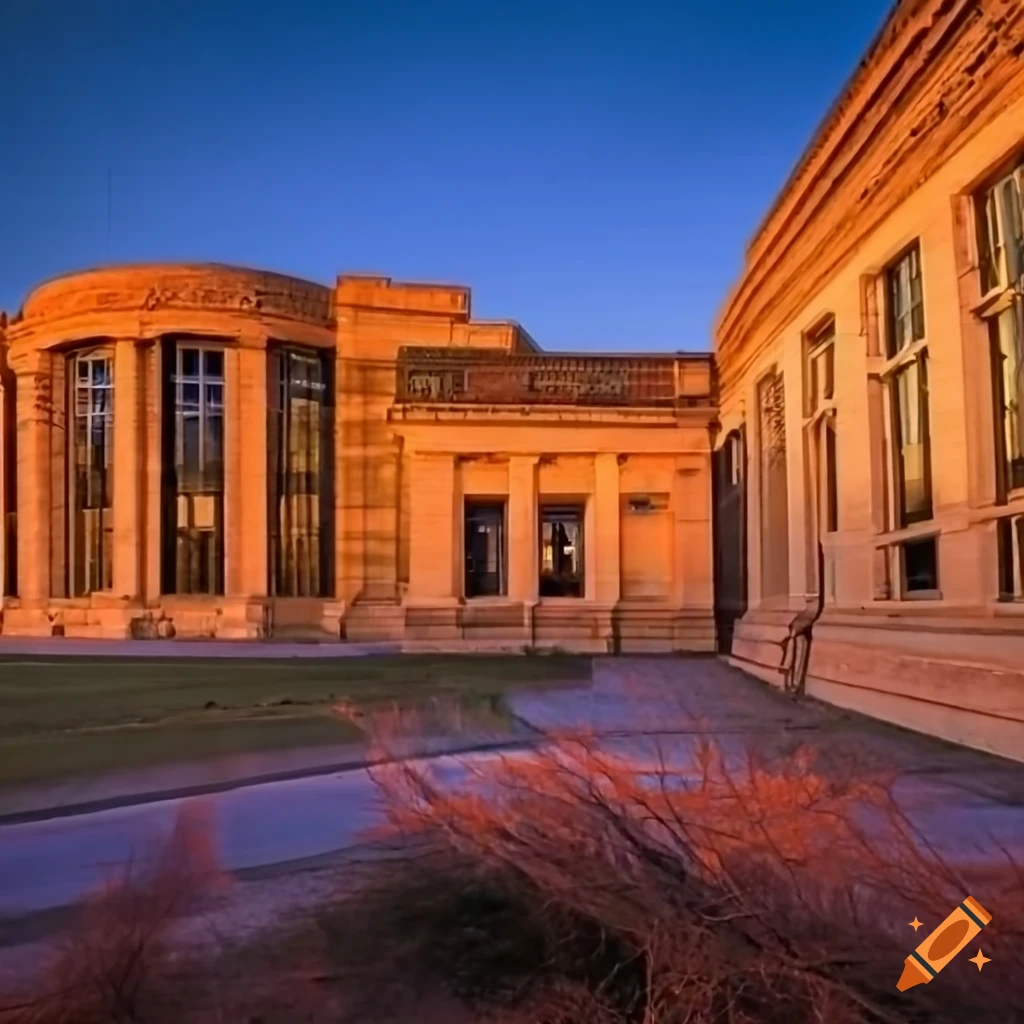 Sunset view of southwest branch library in amarillo texas on Craiyon