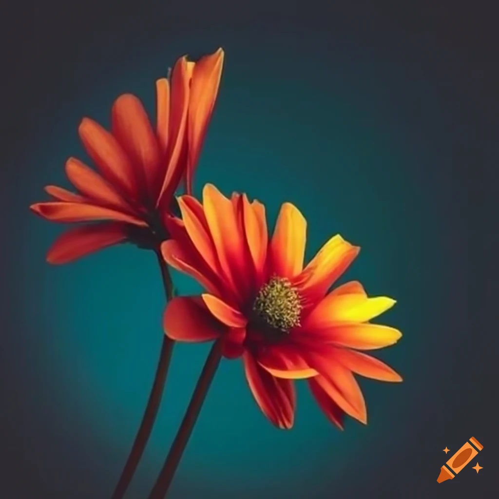 minimalistic view of two beautiful flowers