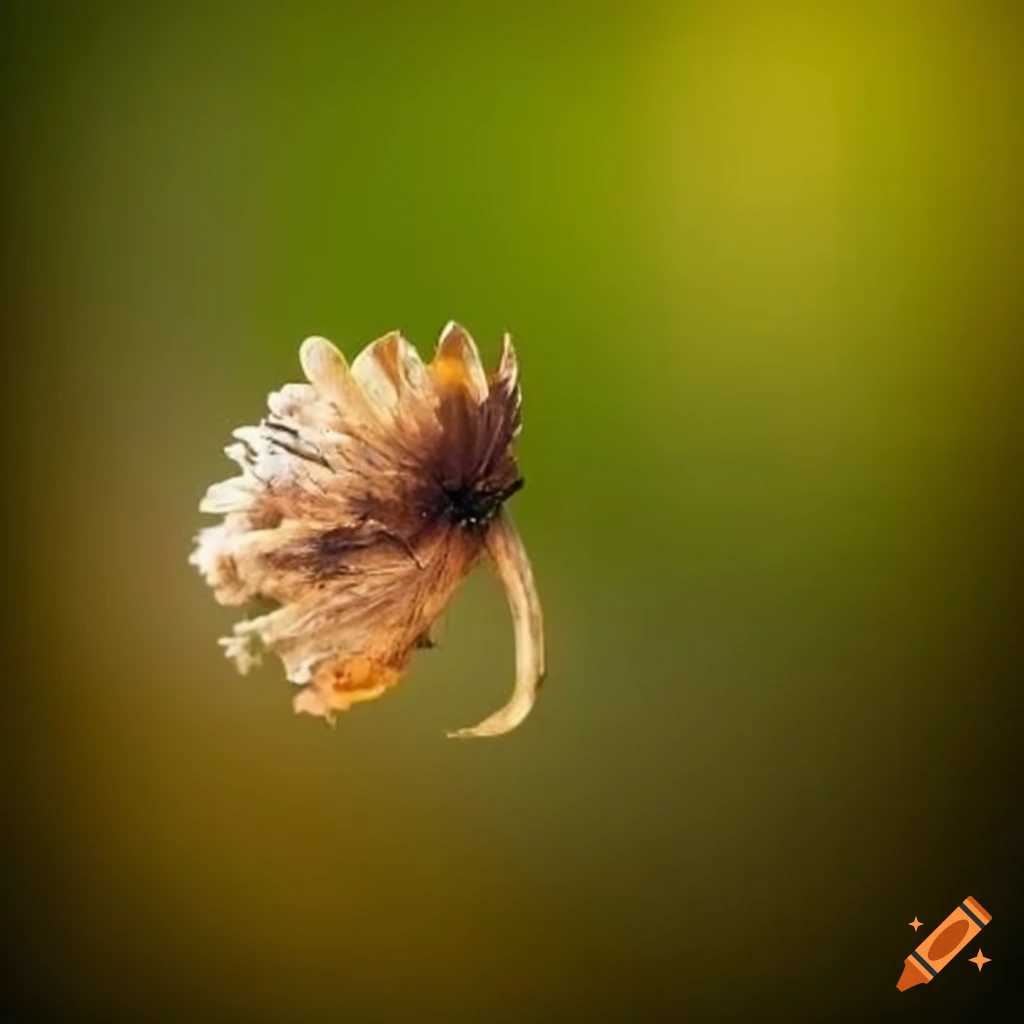 macro photo of a dead clover in a field
