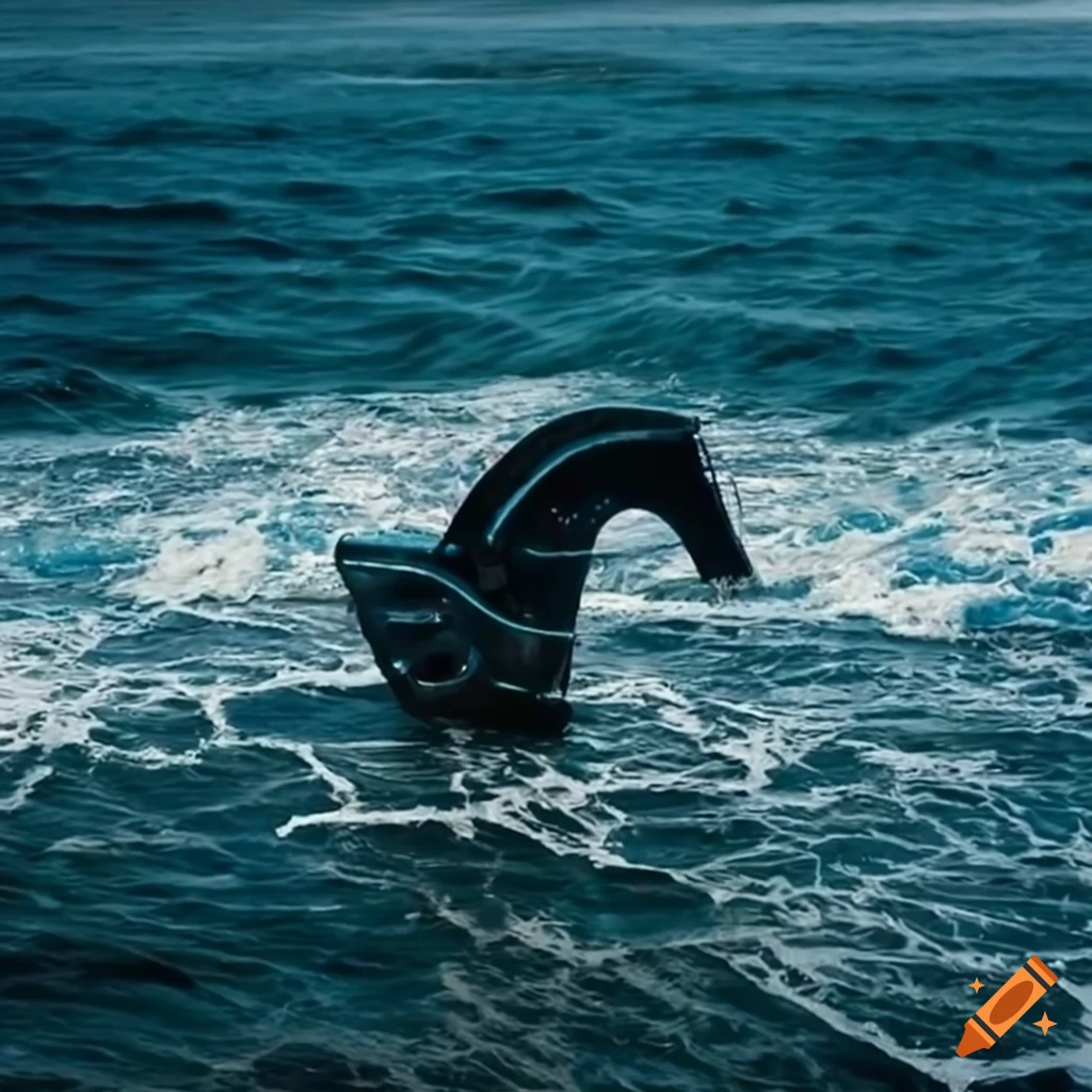 Robotic horse in the waves of the ocean on Craiyon