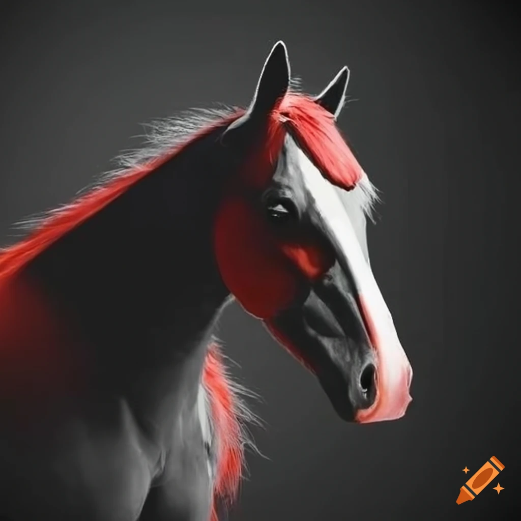black, red, and ochre colored horse