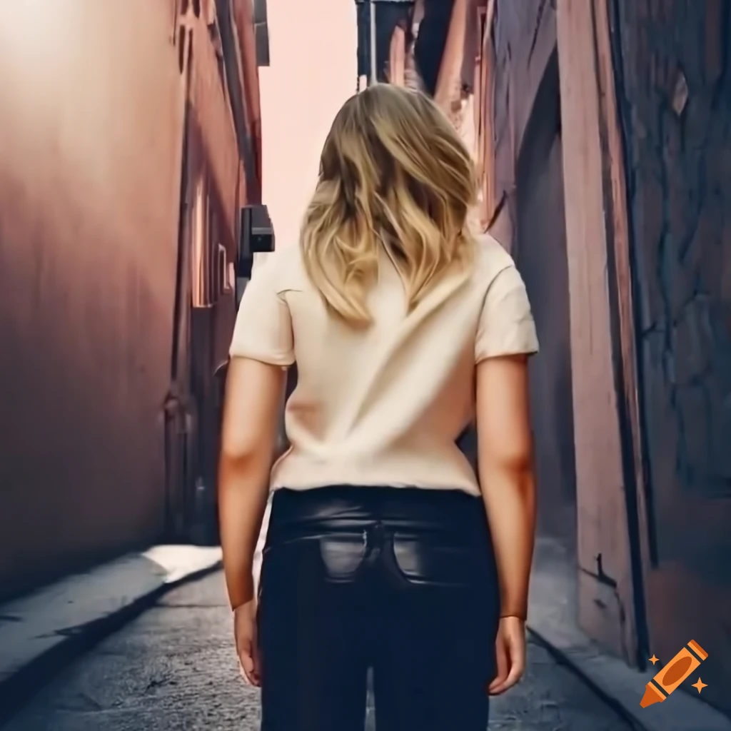 fashionable young woman in an alleyway