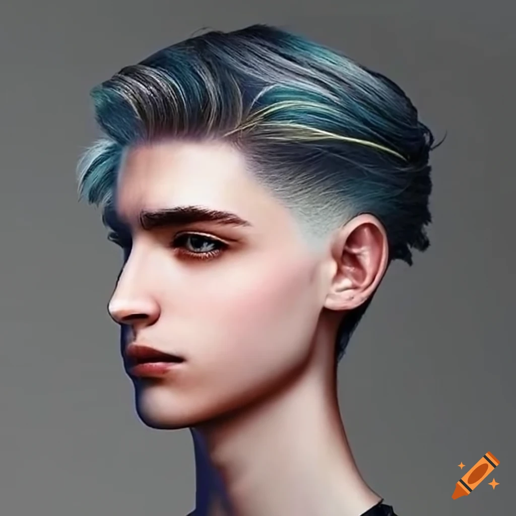 Hairstyle for men with longer hair on top and brushed back sides on Craiyon