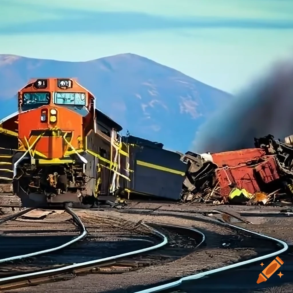 image of a train derailment in Hauser Idaho railyard
