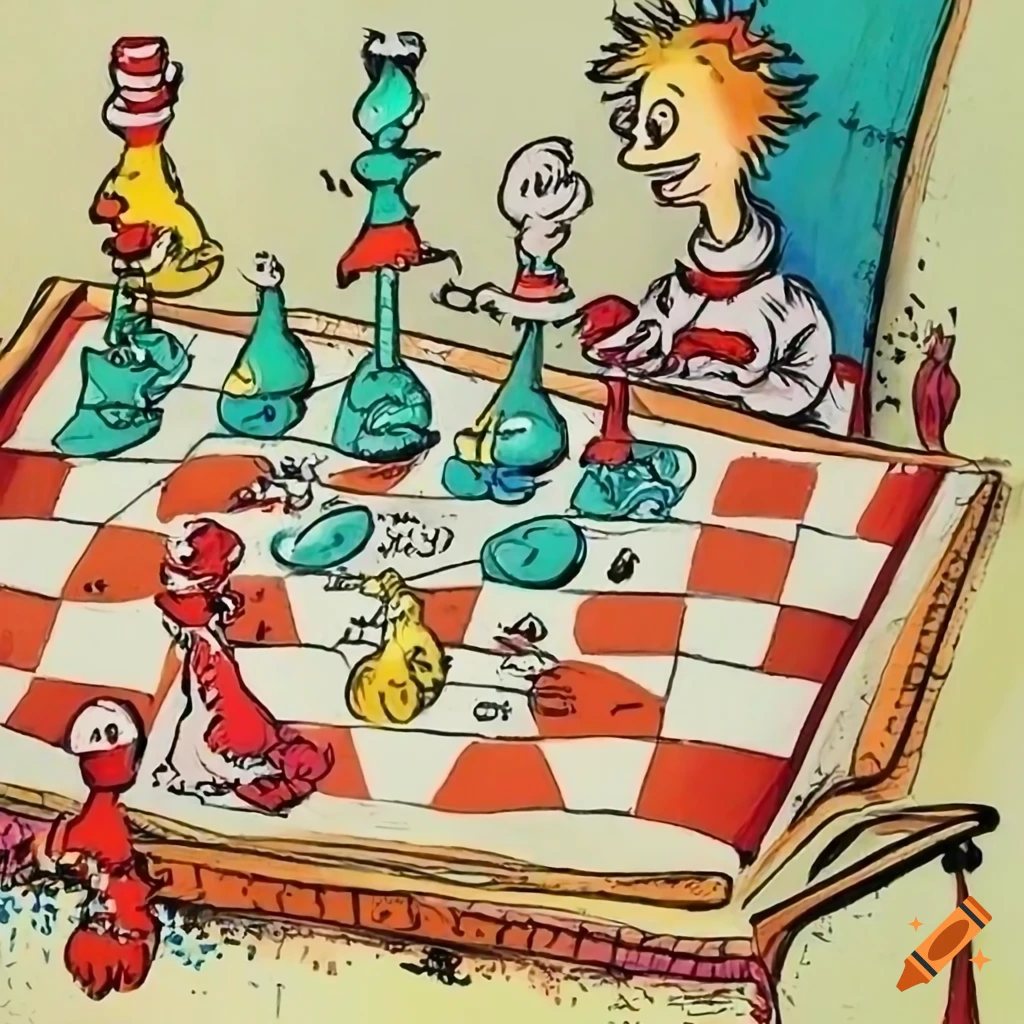 Colorful whimsical illustration of a chess board with human pawns on ...