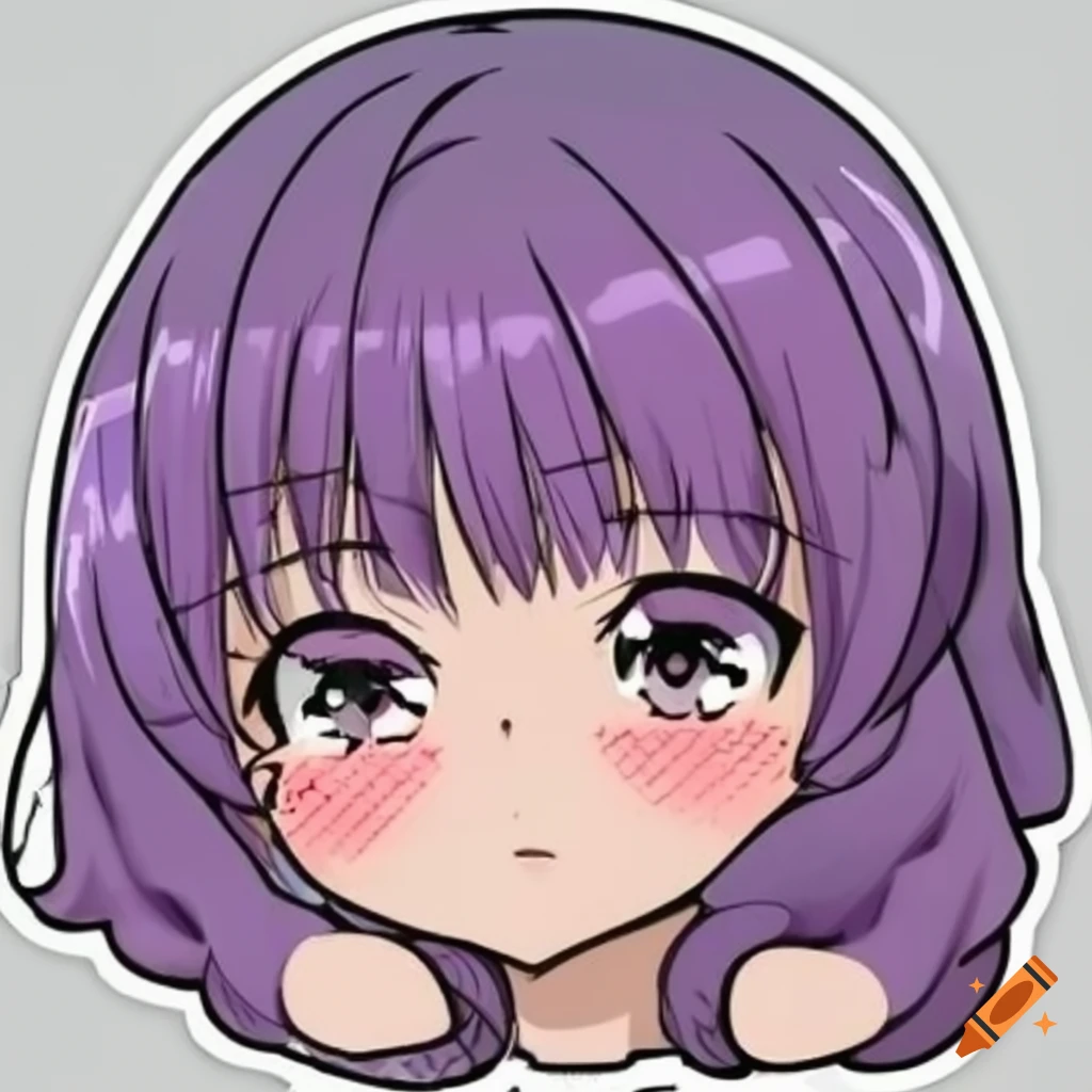 cute anime girl with purple hair