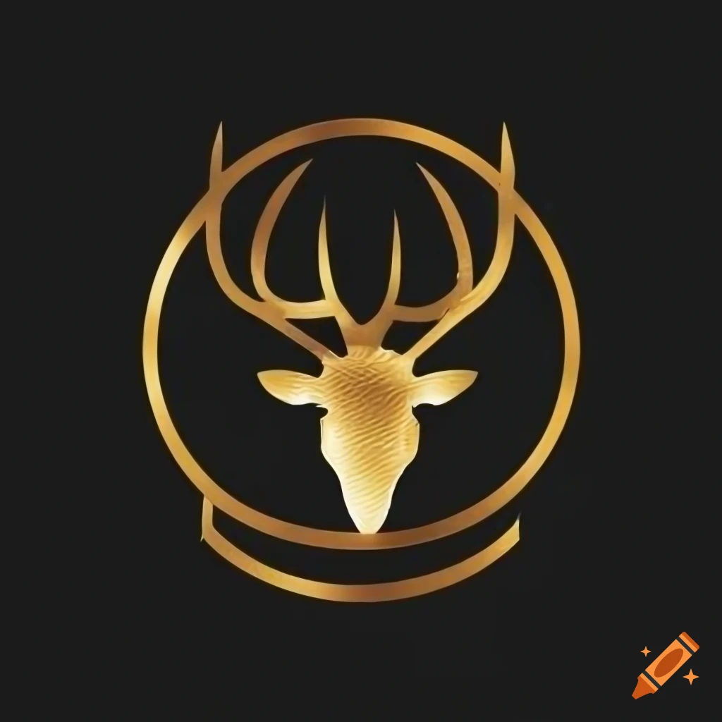 golden and black vector logo of a deer