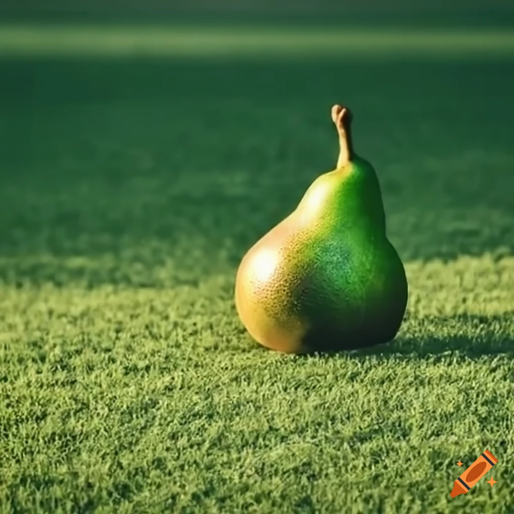 Dynamic image of a pear playing soccer