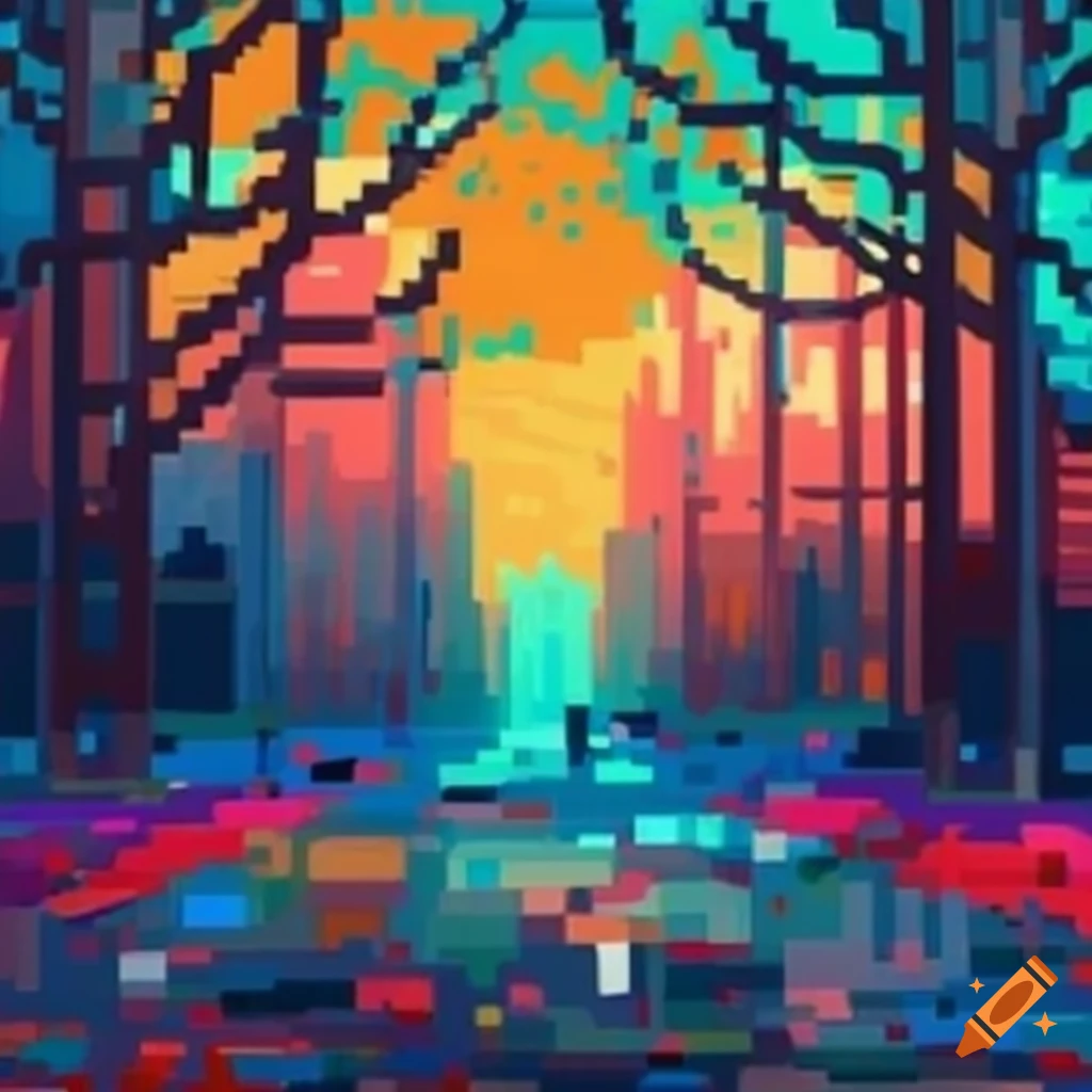 pixel art of colorful worlds