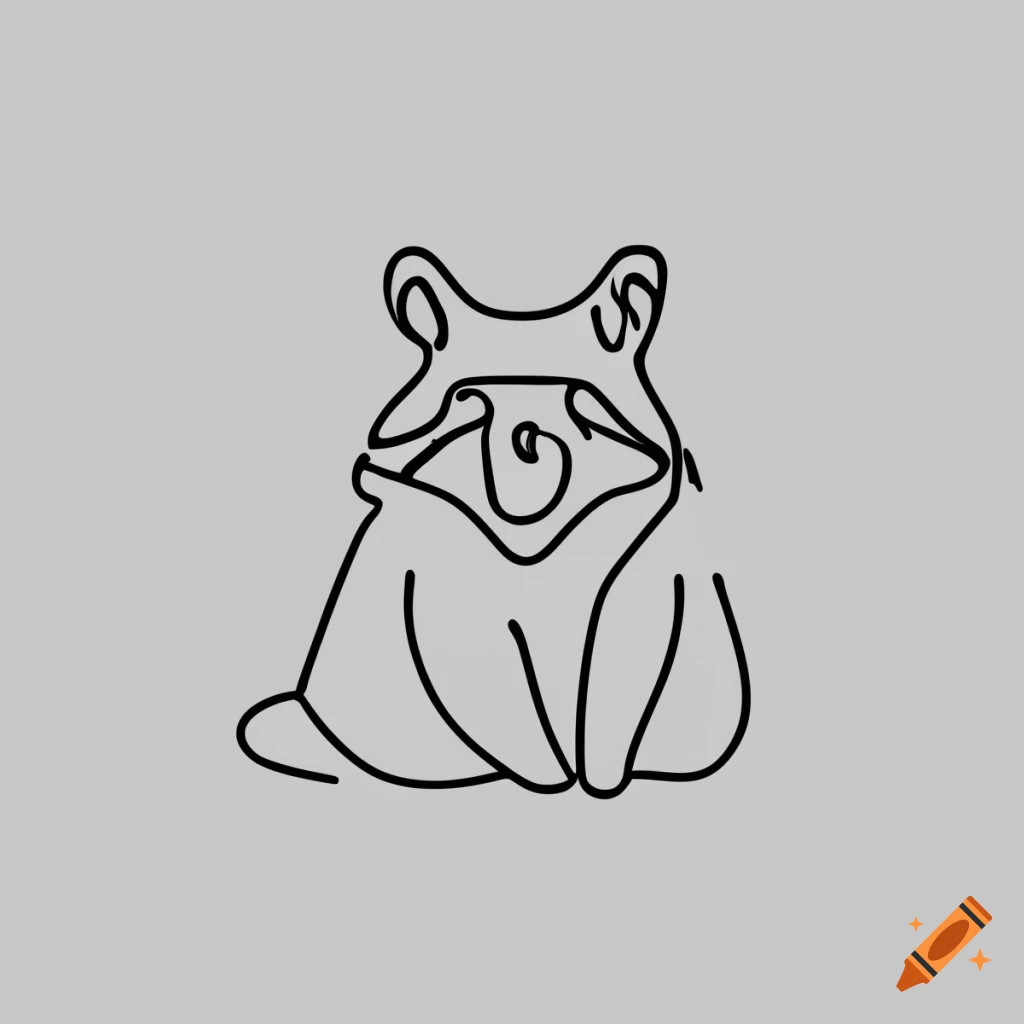 minimalistic continuous line racoon logo