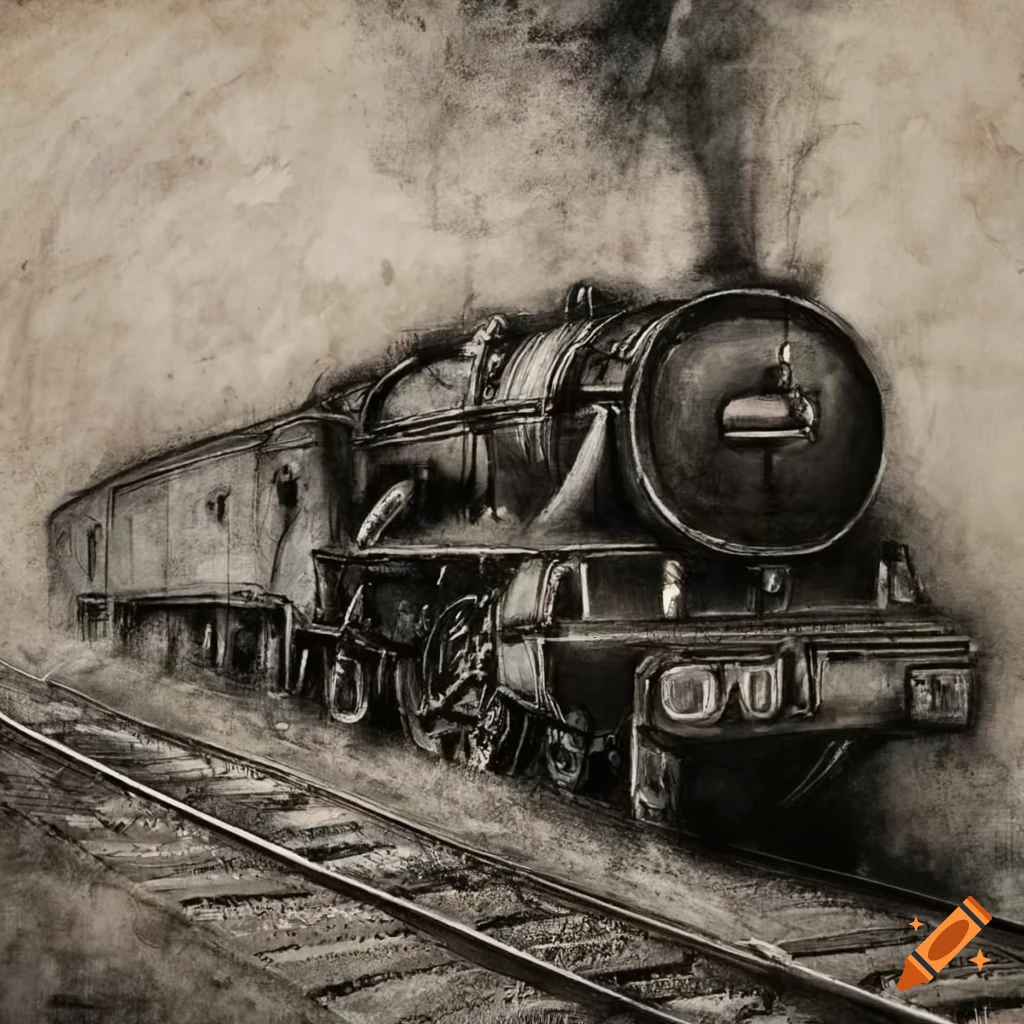 Old Vintage Steam Locomotive. Ink Drawing. Stock Illustration -  Illustration of industrial, technology: 164517082