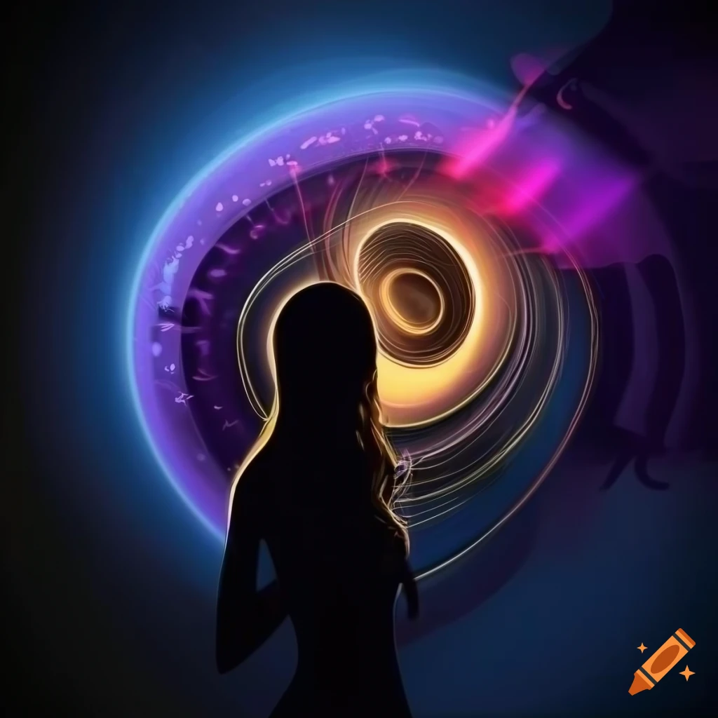 Abstract art of swirling musical notes with girl silhouette on Craiyon